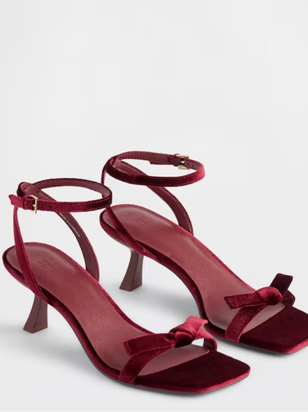 Gap Velvet Bow Open Toe Kitten Heel Shoes Size 9 Red Delicious Holidays